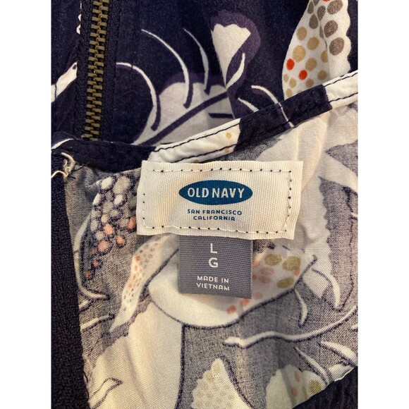 Old Navy Tunic Top or Mini Dress Size Large Navy w/White Birds Zipper Back Comfy - Picture 7 of 11